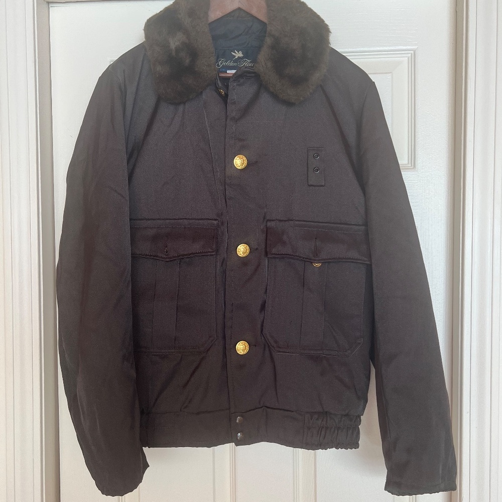 Vintage Golden Fleece Uniform Outerwear Jacket Men’s 38 Tall USA Fur Collar Work